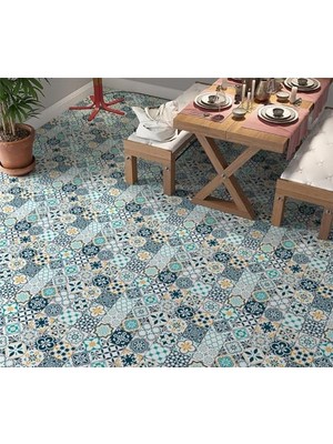 Trendexa Stickerart Yer Kaplama Zemin Kaplama Folyosu 65X130 cm Spanish Retro Tile Color