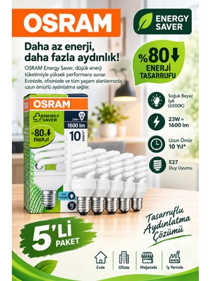 Belirtilmemiş Osram 23W Tasarruflu Ampül 5li Paket Beyaz Işık