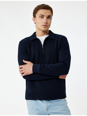 Koton Uzun Kollu Yarım Fermuarlı Polo Yaka Sweatshirt