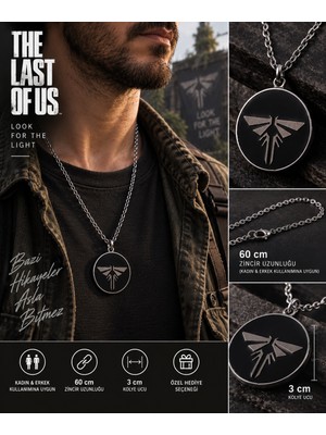 Herşey Nota The Last Of Us Kolye Firefly Sembol Madalyon 60 cm Zincir Unisex Erkek Kadın Zamak Kaplama