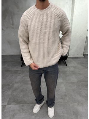 Difransel Jeans Boxy Fit Dokulu Uzun Kol Taş Kazak