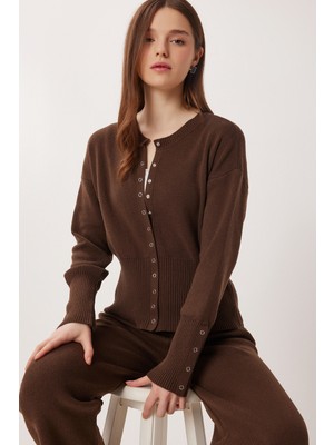 Happiness İstanbul Çıtçıtlı Alt- Üst Triko Takım LPN0017 Kahverengi