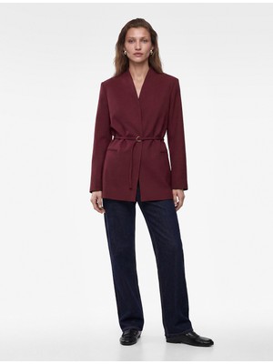 Koton Kemerli Kruvaze Yaka Uzun Kollu Blazer Ceket