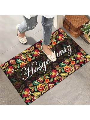 Trendexa Kapı Önü Paspası, Modern ve Şık, Ev, Ofis ve Dış Mekân Kullanımı Için (Çiçek Bahçesi Hoşgeldiniz) 45X65