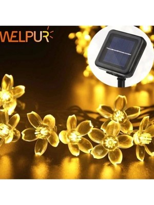 Pileli Store Solar 30 Ledli Çiçekli Günışığı Bahçe Aydınlatma Dekorasyon Güneş Enerjili