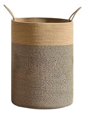 Trendexa Naturaweave Jüt Hasır Kirli Sepeti Banyo Sepeti Giyisi Havlu Battaniye Dergi Oyuncak Düzenleyici Saksı Sepet Organizer Hafif Kulp Detaylı Yumşak ve Dayanıklı Karavan Organizeri (Hasır-Siyahkırçıl)
