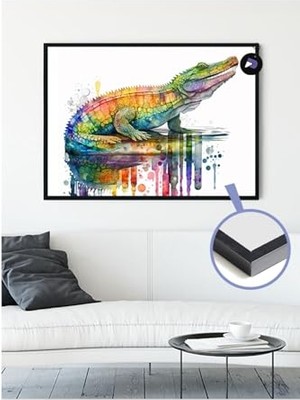 Trendexa (PSTER21128) Renkli Timsah Hayvan Çerçeveli Tablo, Çerçeveli Poster 40 x 50