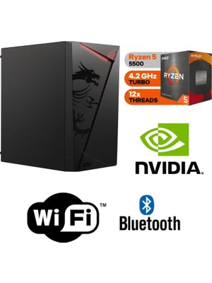 MSI Şafak-Ofis Pc Amd Ryzen 5 5500 32GB Ram 1 Tb M.2 SSD 600W Win 11 Pro Wi-Fi Masaüstü Iş ve Ofis Bilgisayarı