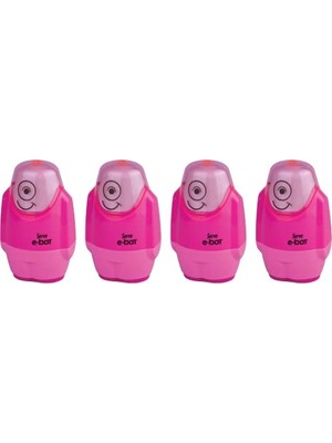 Trendexa E-Bot Silgili Kalemtıraş Fosforlu Pembe 4'lü Set