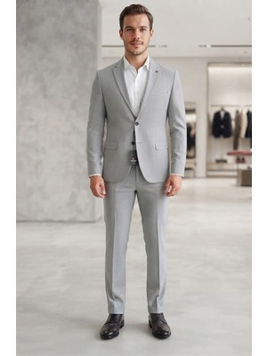 Sabri Zengin Erkek Slim Fit Filafil Kumaş 2 Parça Takım Elbise