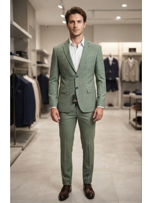 Sabri Zengin Erkek Slim Fit Filafil Kumaş 2 Parça Takım Elbise