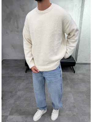 Difransel Jeans Basic Bisiklet Yaka Trend Ekru Kazak