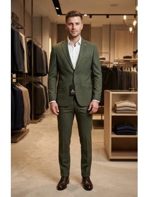 Sabri Zengin Erkek Slim Fit Filafil Kumaş 2 Parça Takım Elbise