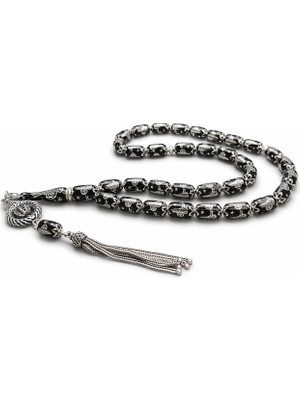 Blackcraft 925 Ayar Gümüş Kafes Kapsül Kesim Tuğra Model Tespih