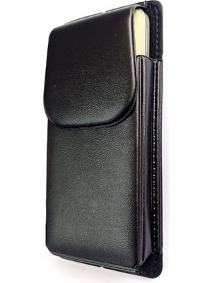 Trendexa Kemere Takılan Siyah Suni Deri Telefon Kılıfı, Mıknatıslı, 17X8 cm