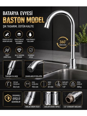 ilhan Evye Bataryası Baston Model Krom Kuğu