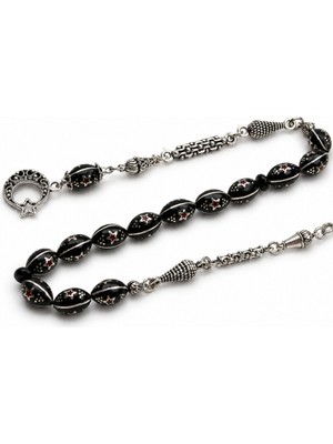 Blackcraft Ayyıldız Mineli Oltu Taşı Zaza Tespih