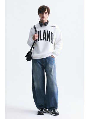 Vamos Milano Baskılı Oversize Sweatshirt