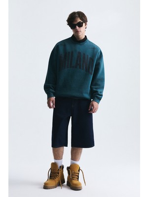 Vamos Milano Baskılı Oversize Sweatshirt