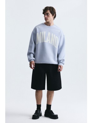 Vamos Milano Baskılı Oversize Sweatshirt