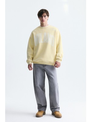Vamos Milano Baskılı Oversize Sweatshirt