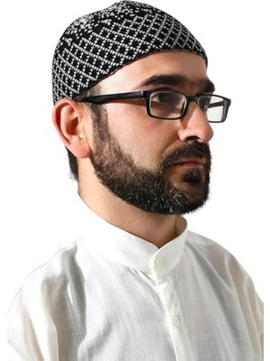 Trendexa Kışlık Karyağdı Desenli Orlon Takke, Siyah-Gri