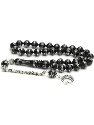 Blackcraft Oltu Taşı Şalgami Kesim Taç Işleme Işlemeli Tespih