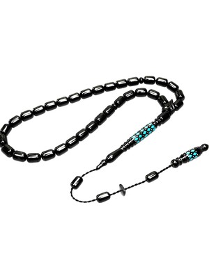 Blackcraft Oltu Taşı Oyma Imame Ve mavi Mine Işleme  Sade Tespih