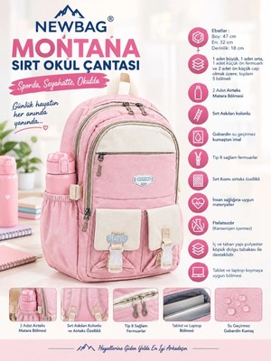 Newbag Montana Sırt Okul Çantası (Yeni Sezon) - Pembe