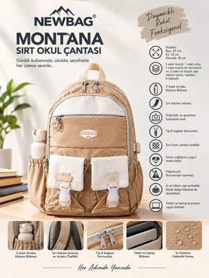 Newbag Montana Sırt Okul Çantası (Yeni Sezon) - Krem