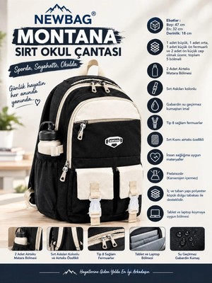 Newbag Montana Sırt Okul Çantası (Yeni Sezon) - Siyah