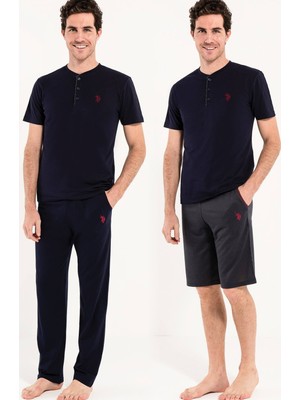 U.S. Polo Assn. Lacivert Kısa Kollu Alt Üst Pijama Takım + Şort