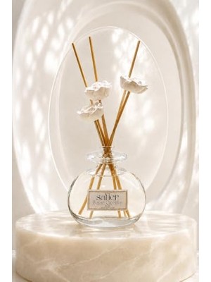 Trendexa Taş, Çiçekli Çubuklu Oda Kokusu White Flowers 80 Ml, Beyaz Çiçekler Seramik