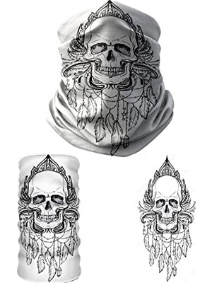 Trendexa Multifunctional Feathered Skull Seamless Knitting Uv+ Neckerwear Face Mask Headband Bandana Do Rag Hairband