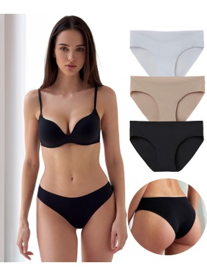 Yohannes Club Lazer Kesim Dikişsiz Bikini Slip, Klasik ve Canlı Renk Setleri, 3'lü, 6'lı Setler, Belli Olmayan Kumaş