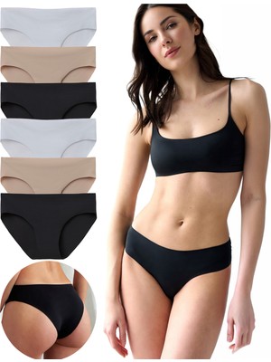 Yohannes Club Lazer Kesim Dikişsiz Bikini Slip, Klasik ve Canlı Renk Setleri, 3'lü, 6'lı Setler, Belli Olmayan Kumaş