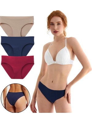 Yohannes Club Lazer Kesim Dikişsiz Bikini Slip, Klasik ve Canlı Renk Setleri, 3'lü, 6'lı Setler, Belli Olmayan Kumaş