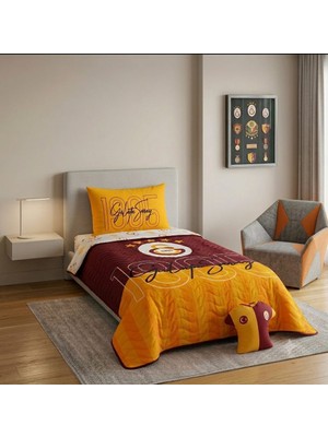 Taç Galatasaray 1905 Lisanslı Tek Kişilik Yatak Örtüsü Seti ( Kırlent Hediyeli )