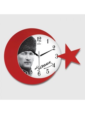 Pileli Store Ay Yildiz Duvar Saati 134-2