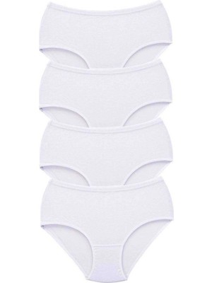 Pileli Store 4 Adet Tutku Kadın Yüksek Bel Bato Kalın Lastik Külot Beyaz