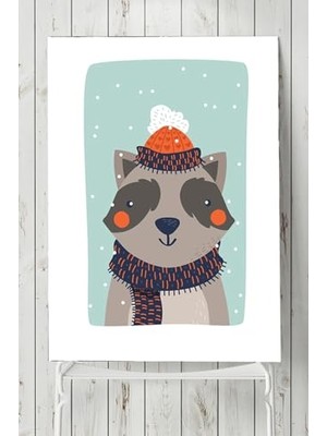 Trendexa (PSTER7787) Rakun Kış Çocuk Odası Poster (80X115 Cm)