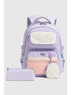Veibag Lusso Kız Çocuk Ortopedik Ortaokul ve Lise Okul Sırt Çantası Kalemlikli 23 Litre, Lila