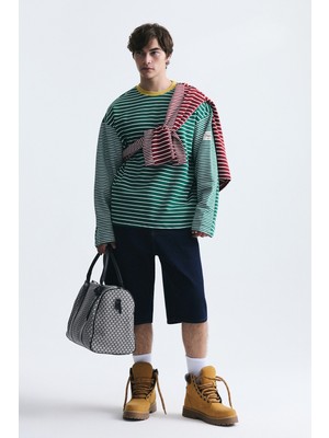 Vamos Kontrast Yaka Çizgili Sweatshirt