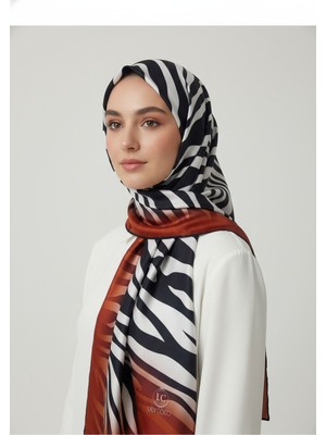 Lady Coco Zebra Desenli Dijital Baskı Rayon Eşarp