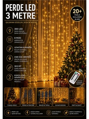 St. Morritz Kumandalı 8 Ayrı Moda Sahip 3MX3M 300 cm x 300 cm Perde LED
