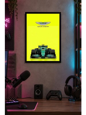 Onyx Lab Onyxlab Turkuaz Yarış Otomobili Desenli Dekoratif Mdf Tablo, Çerçeve Görünümlü Ahşap Poster