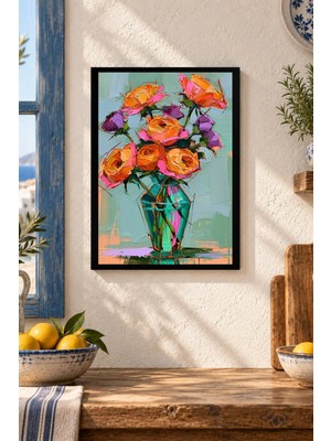 Onyx Lab Onyxlab Minimalist Çiçek Tasarımı, Mdf Tablo, Çerçeve Görünümlü Ahşap Poster