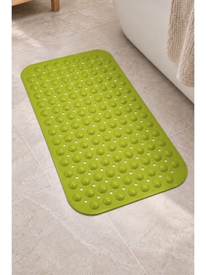Renkliürün Dikdörtgen Delikli Kabartma Silikon Kaydırmaz Taban Duşakabin ve Banyo Matı (Yeşil)(66x36)