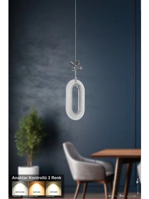 St. Morritz Sessi Tekli Ledli Modern Lüks Sarkıt Avize (3 Renk Led; Sarı - Beyaz - Gün Işığı) - Krom