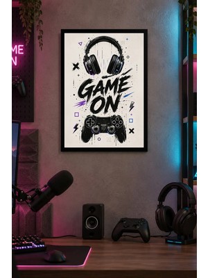 Onyx Lab Onyxlab Kulaklık ve Oyun Kumandalı Tema Desenli Dekoratif Mdf Tablo, Çerçeve Görünümlü Ahşap Poster